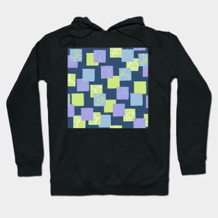 Abstract sticky notes in honeydew melon green, navy blue, lavender sky blue mod squares Hoodie